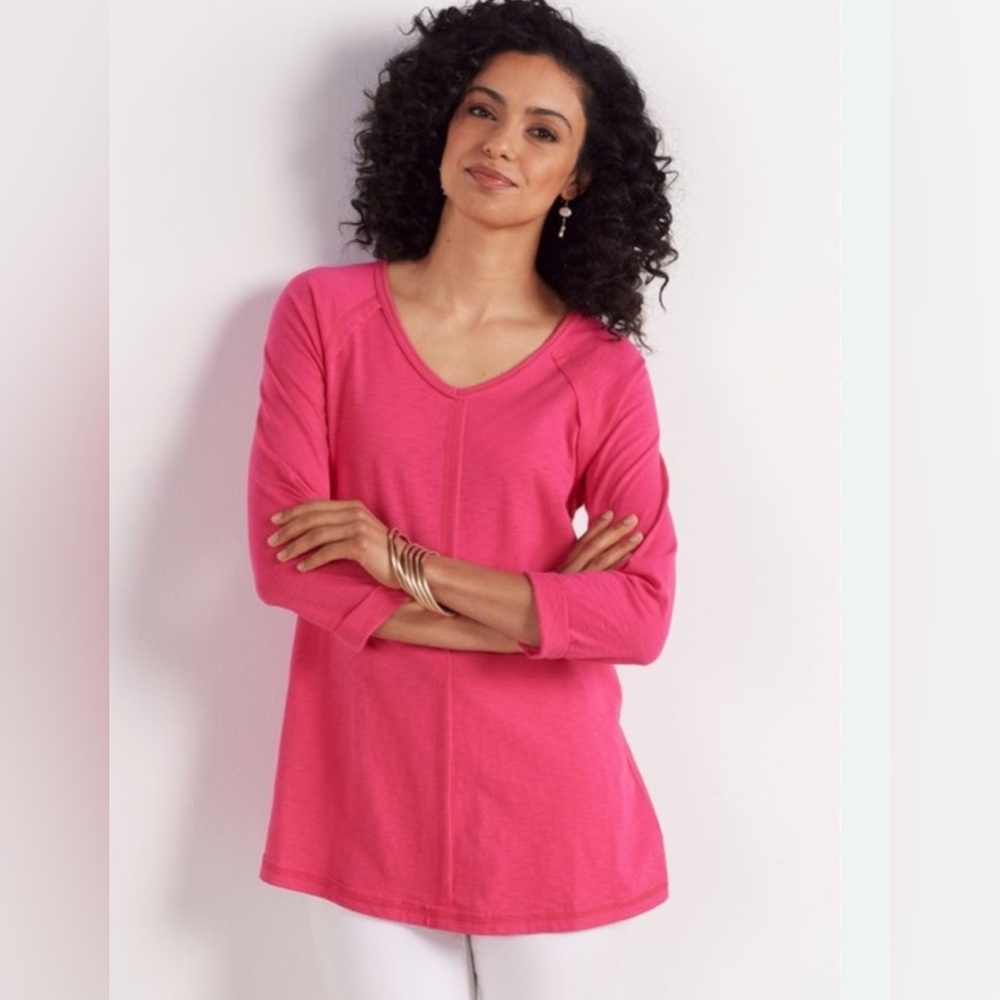 Soft Surroundings Anissa Tunic Pima Cotton Pink Oversized Size XS